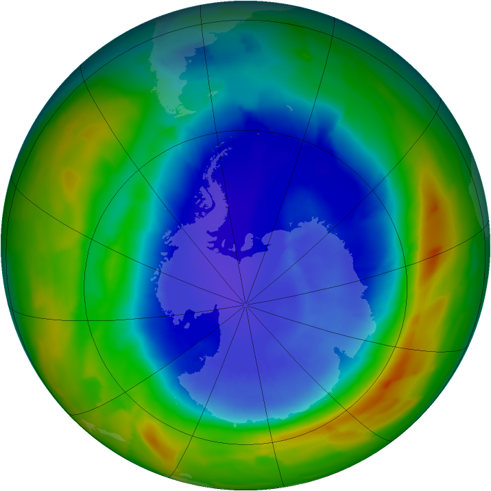 Antarctic ozone map for 13 September 2012